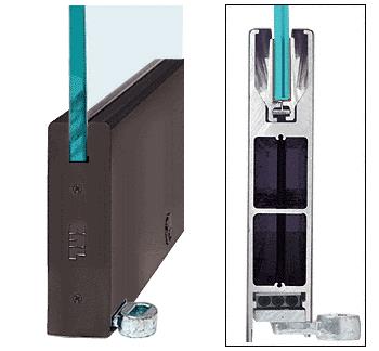 CRL Duranodic Bronze 10" Square Single Door Rail With Lock for 1/2" Glass - Custom Length
