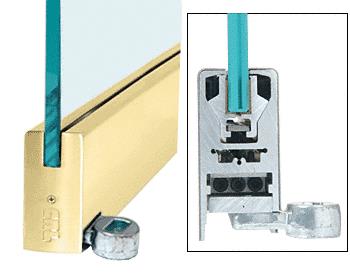 CRL Polished Brass 4" Offset Custom Length Square Style Door Rail without Lock for 1/2" Glass