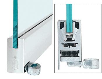 CRL Satin Anodized 4" Offset Custom Length Square Style Door Rail without Lock for 1/2" Glass