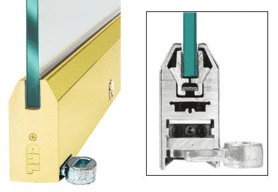 CRL Polished Brass 4" Tapered Style Door Rail with Lock for 1/2" Glass - Custom Length
