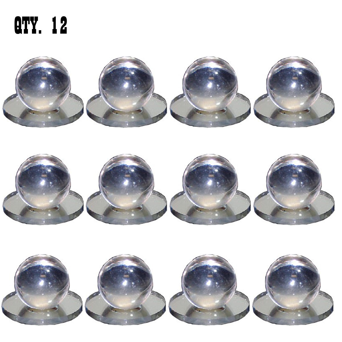 Clear Acrylic Small Ball Stick-On Mirror Knobs - Pack of 12
