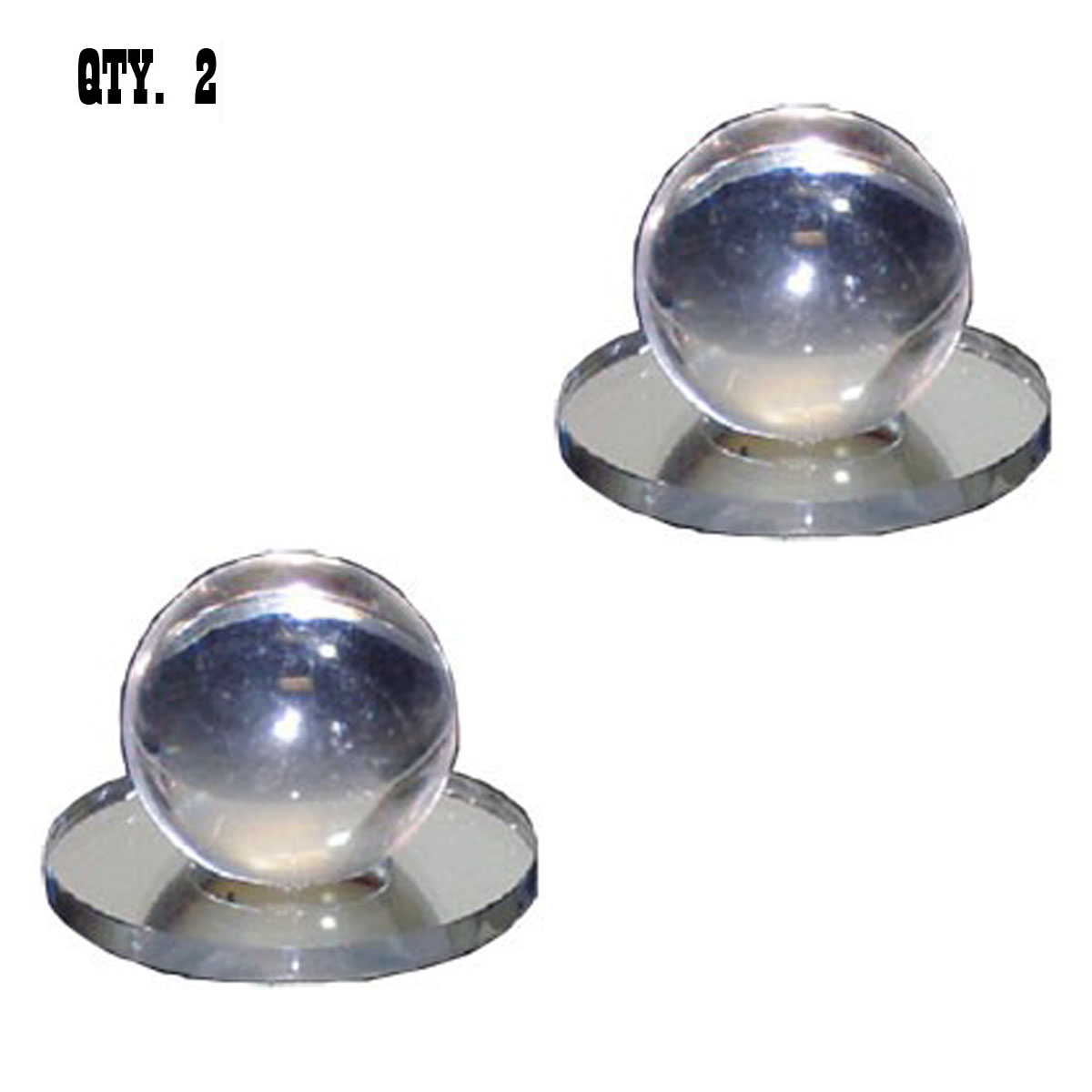 Clear Acrylic Small Ball Stick-On Mirror Knobs - Pack of 2