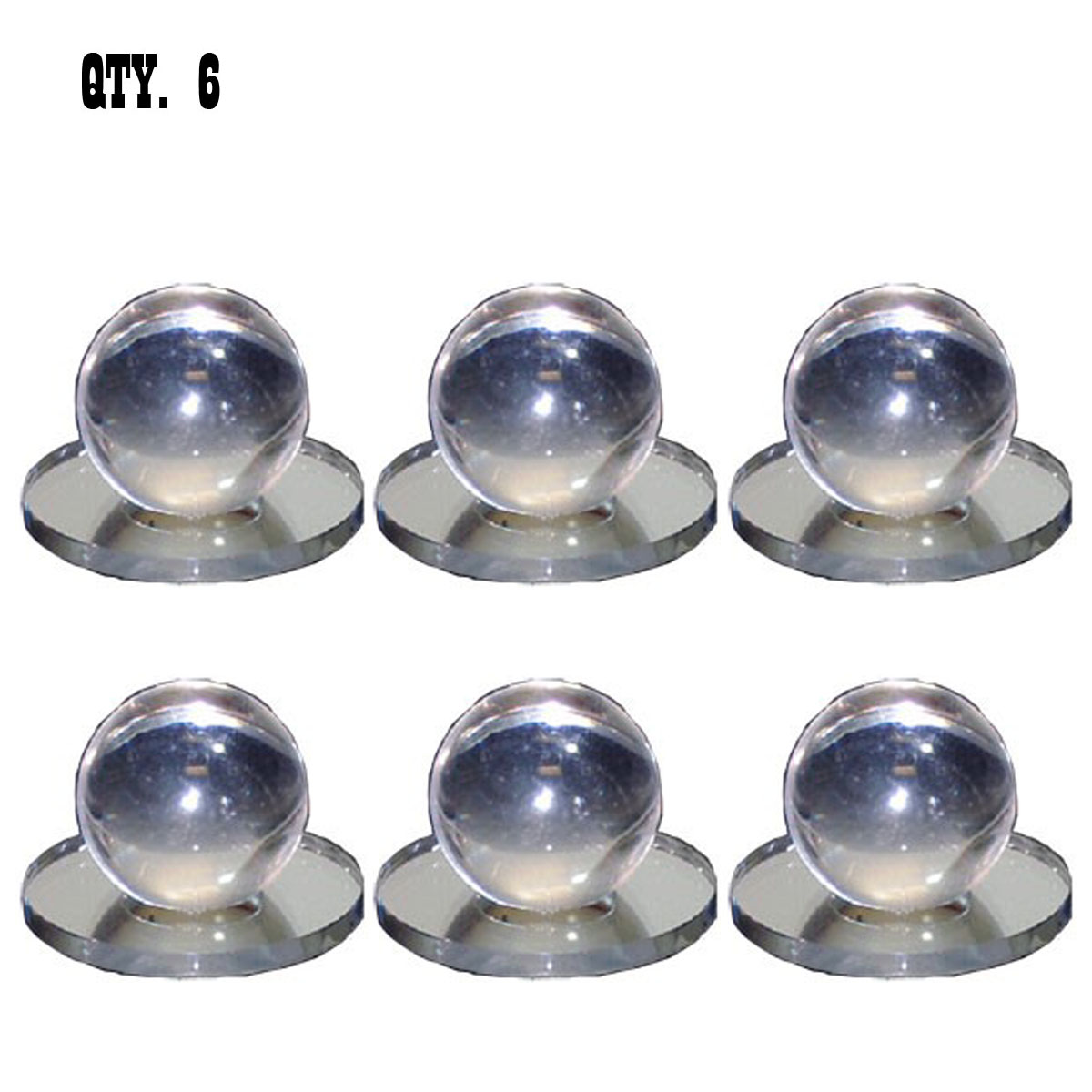 Clear Acrylic Small Ball Stick-On Mirror Knobs - Pack of 6
