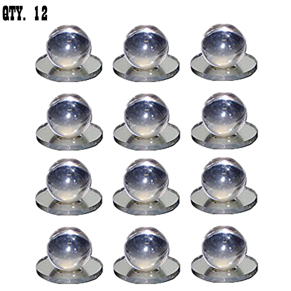 Clear Acrylic Large Ball Stick-On Mirror Knobs - Pack of 12