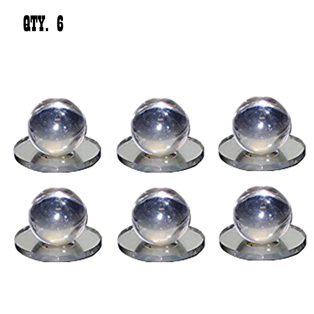 Clear Acrylic Large Ball Stick-On Mirror Knobs - Pack of 6