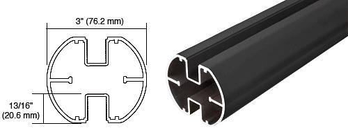 CRL  AWS 3" Diameter  Round Black  180 Degree Center or End Posts - 20 ft 1 in long