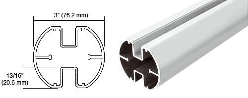 CRL AWS  3" Diameter Round Sky White 180 Degree Center or End Post - 20 ft 1 in long