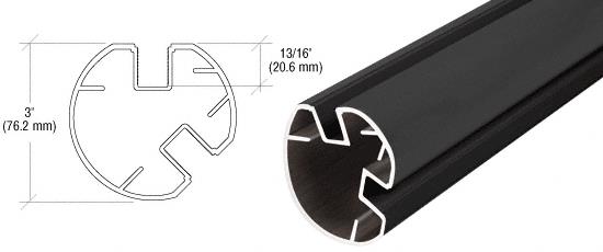 CRL AWS 3" Diameter Round 135 Degrees Black 60" Post Only