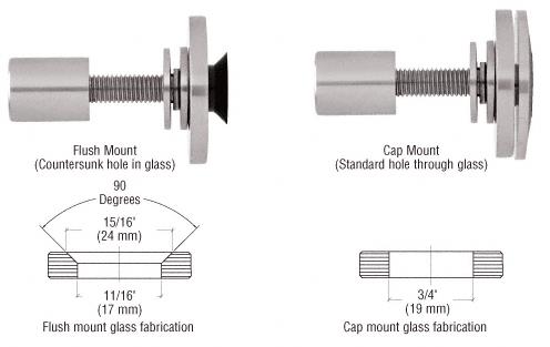 CRL Brushed Stainless Steel Rigid Combination Fastener for 3/8" (10 mm) - 5/8" (16 mm) Glass