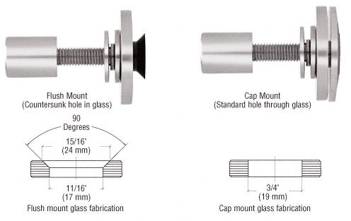 CRL Polished Stainless Steel Rigid Combination Fastener for 3/8" (10 mm) - 5/8" (16 mm) Glass