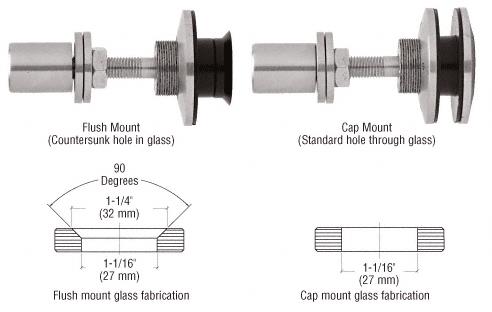 CRL Brushed Stainless Steel Finish Swivel Combination Fastener for 3/8" to 5/8" Glass