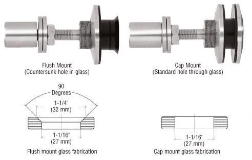 CRL Polished Stainless Steel Finish Swivel Combination Fastener for 3/8" to 5/8" Glass