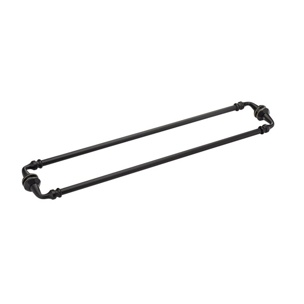 Rondo 24" Cuttable Back-to-Back Towel Bar with Rosettes - Matte Black