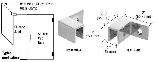 CRL Polished Chrome Left Hand "Sleeve Over" Wall Mount Glass Clamp