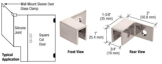 CRL Polished Nickel Left Hand "Sleeve Over" Wall Mount Glass Clamp