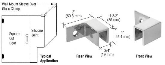 CRL Polished Chrome Right Hand "Sleeve Over" Wall Mount Glass Clamp