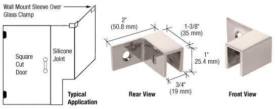 CRL Polished Nickel Right Hand "Sleeve Over" Wall Mount Glass Clamp