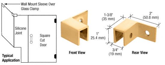 CRL Satin Brass Left Hand "Sleeve Over" Wall Mount Glass Clamp