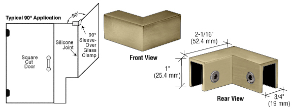 CRL Brushed Bronze 90 Degree"Sleeve Over" Glass Clamp