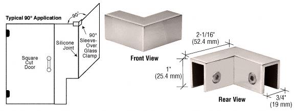 CRL Polished Nickel 90 Degree "Sleeve Over" Glass Clamp