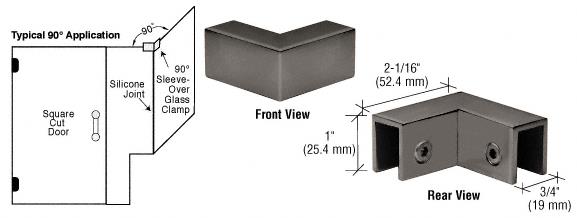 CRL Gun Metal 90 Degree "Sleeve Over" Glass Clamp