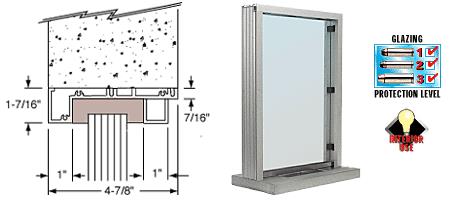 CRL Satin Anodized Aluminum Standard Inset Frame Interior Glazed Exchange Window with 12" Shelf and Deal Tray
