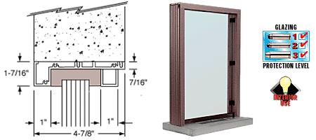 CRL Duranodic Bronze Aluminum Standard Inset Frame Interior Glazed Exchange Window with 12" Shelf and Deal Tray