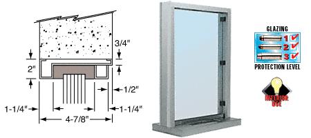 CRL Stainless Steel Frame Interior Glazed Exchange Window with 12" Shelf and Deal Tray