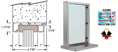 CRL Satin Anodized Aluminum Standard Inset Frame Interior Glazed Exchange Window with 18" Shelf and Deal Tray
