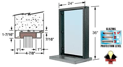 CRL Bullet Resistant 24" Wide Duranodic Bronze Interior Window with Surround Sound and Shelf with Deal Tray for 4-7/8" Thick Walls