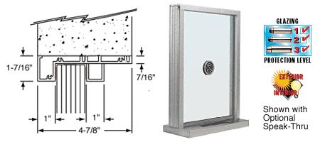 CRL Satin Anodized Aluminum Standard Inset Frame Exterior Glazed Exchange Window with 12" Shelf and Deal Tray