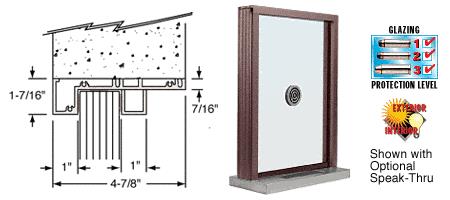 CRL Duranodic Bronze Aluminum Standard Inset Frame Exterior Glazed Exchange Window with 12" Shelf and Deal Tray