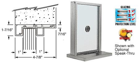 CRL Satin Anodized Aluminum Standard Inset Frame Exterior Glazed Exchange Window with 18" Shelf and Deal Tray
