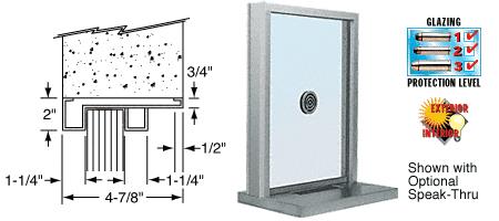 CRL Stainless Steel Frame Exterior Glazed Exchange Window with 18" Shelf and Deal Tray