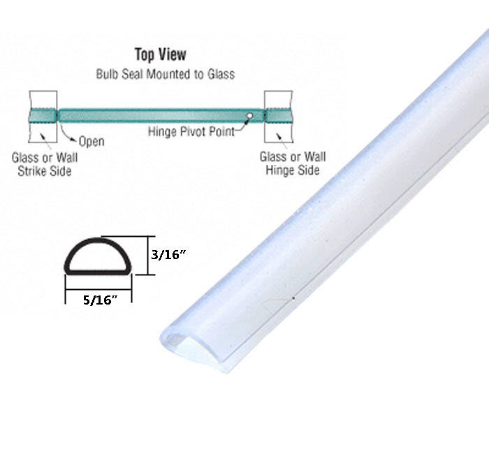CRL Frameless Shower Door Translucent Silicone Bulb Seal - 95 in long
