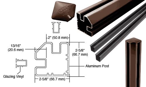 CRL  AWS 2" x 2-5/8" Rectangular 90 Degree Bronze 36" Corner Post Kit