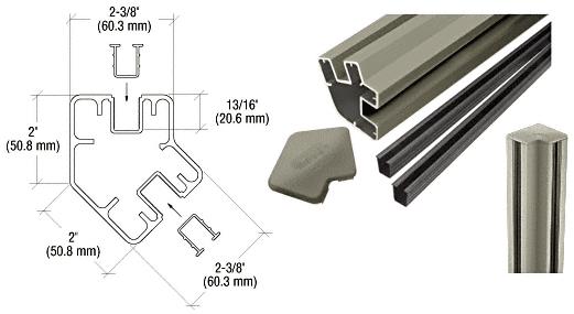 CRL Beige Gray 48" Long 2" x 2-3/8" Rectangular 135 Degree Post Kit