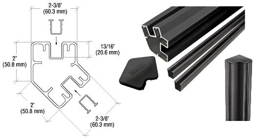 CRL Black Matte 48" Long 2" x 2-3/8" Rectangular 135 Degree Post Kit