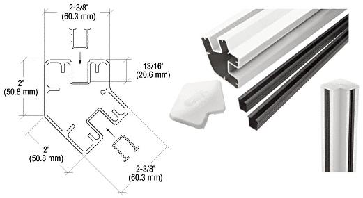 CRL Sky White 48" Long 2" x 2-3/8" Rectangular 135 Degree Post Kit