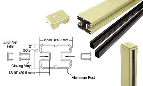 CRL Chromate (Unfinished) AWS 2" x 2-5/8" Rectangular 180 Degree 48" Center Post Kits