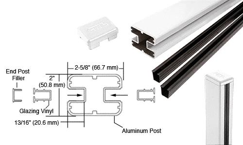 CRL AWS  2" x 2-5/8" Rectangular 180 Degree  Sky  White 48" Center Post Kits