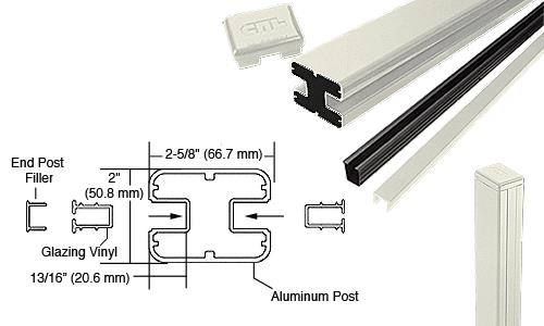 CRL  AWS 2" x 2-5/8" Rectangular 180 Degree Oyster White 48" End Post Kits