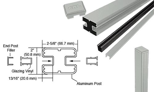 CRL  AWS 2" x 2-5/8" Rectangular 180 Degree Agate Gray 48" End Post Kits