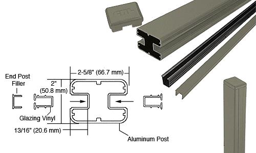 CRL AWS  2" x 2-5/8" Rectangular 180 Degree Beige Gray 48" End Post Kits