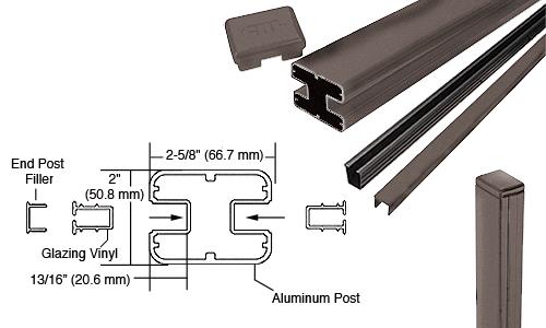 CRL AWS  2" x 2-5/8" Rectangular 180 Degree Bronze 48" End Post Kits