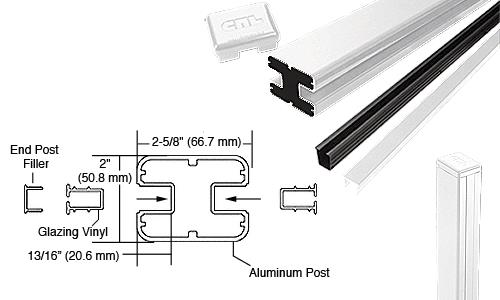 CRL  AWS 2" x 2-5/8" Rectangular 180 Degree Sky White 48" End Post Kits