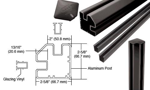 CRL  AWS 2" x 2-5/8" Rectangular 90 Degree Black 60" Corner Post Kits