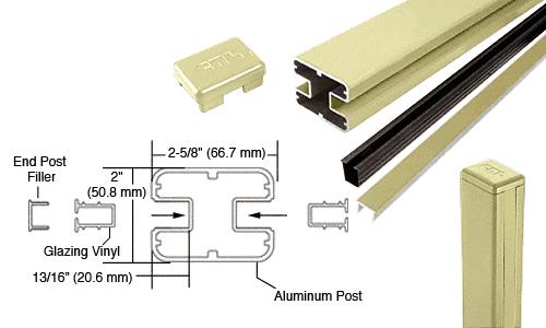 CRL Chromate (Unfinished) AWS 2" x 2-5/8" Rectangular 180 Degree 60" End Post Kits