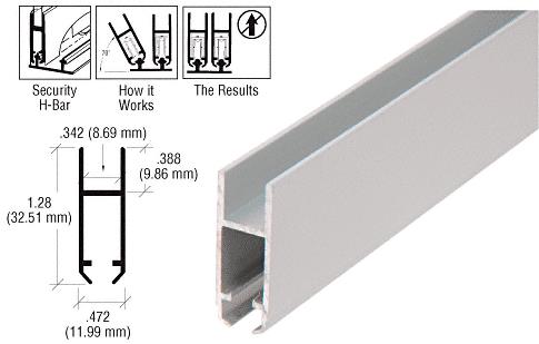 CRL Security H-Bar for Anti-Lift Showcase Track Assembly - 12 ft long