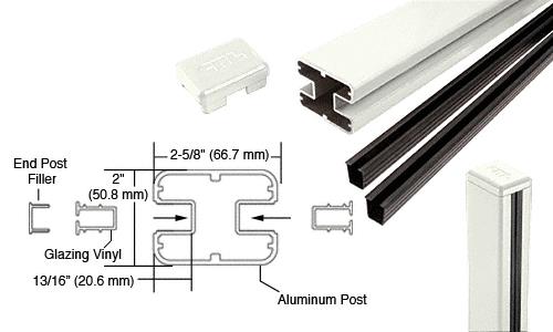 CRL AWS 2" x 2-5/8" Rectangular 180 Degree Oyster White 72" Center Post Kits